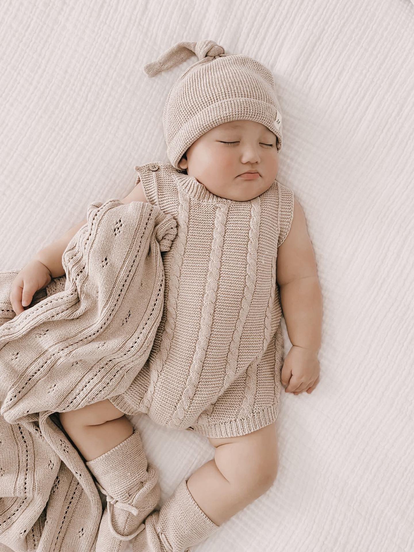 Luna + Luca Cable Knit Summer Romper - Heather Beige  Luna + Luca   