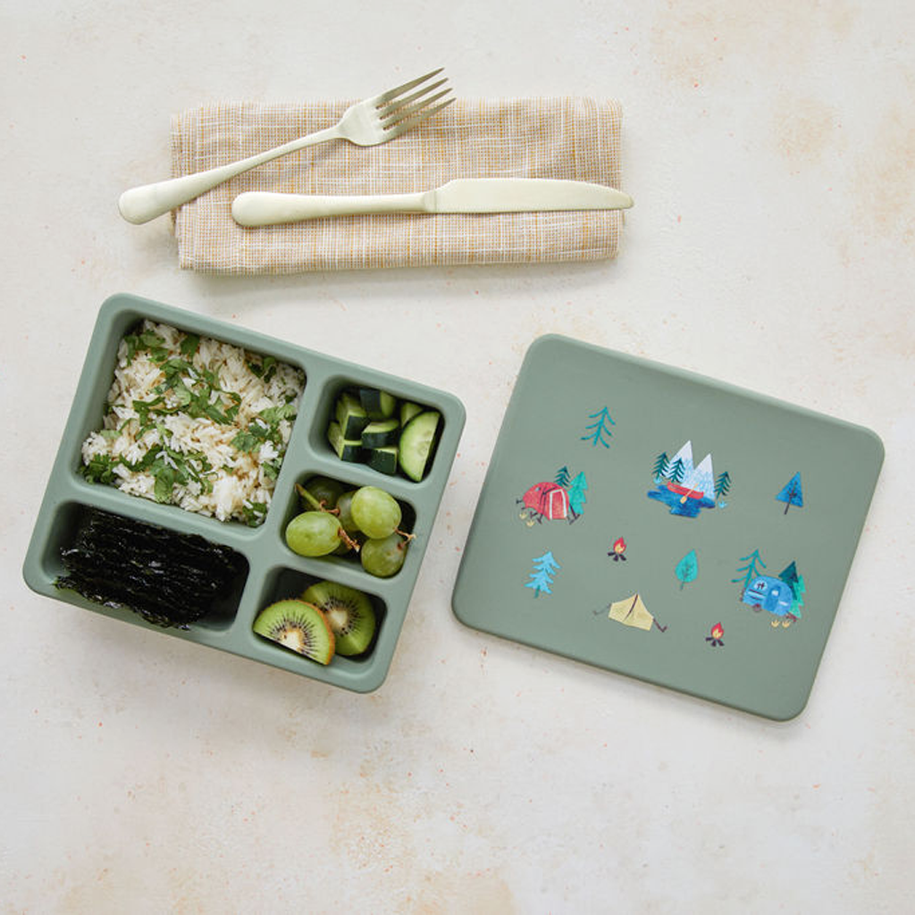 Silicone Bento Box Camper Sage Green  Austin Baby Collection   