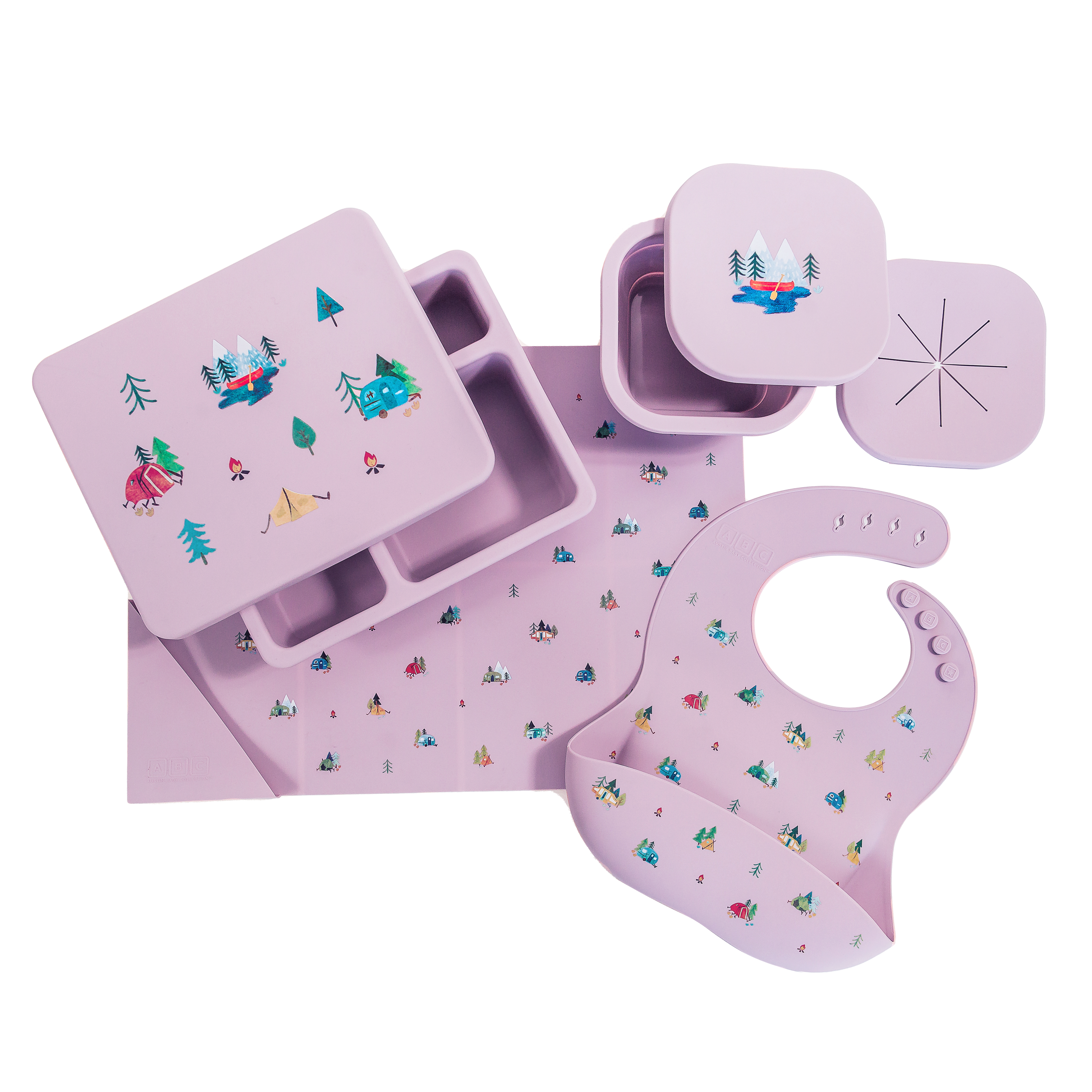 Silicone Mealtime Bundle Camper Violet  Austin Baby Collection   