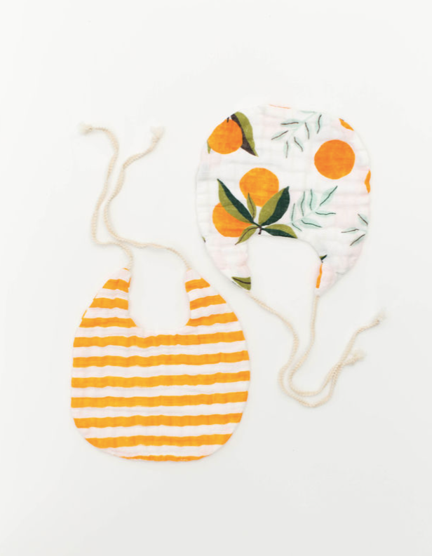 Clementine and Citrus Stripe Bib Pack Baby Essentials Clementine Kids   