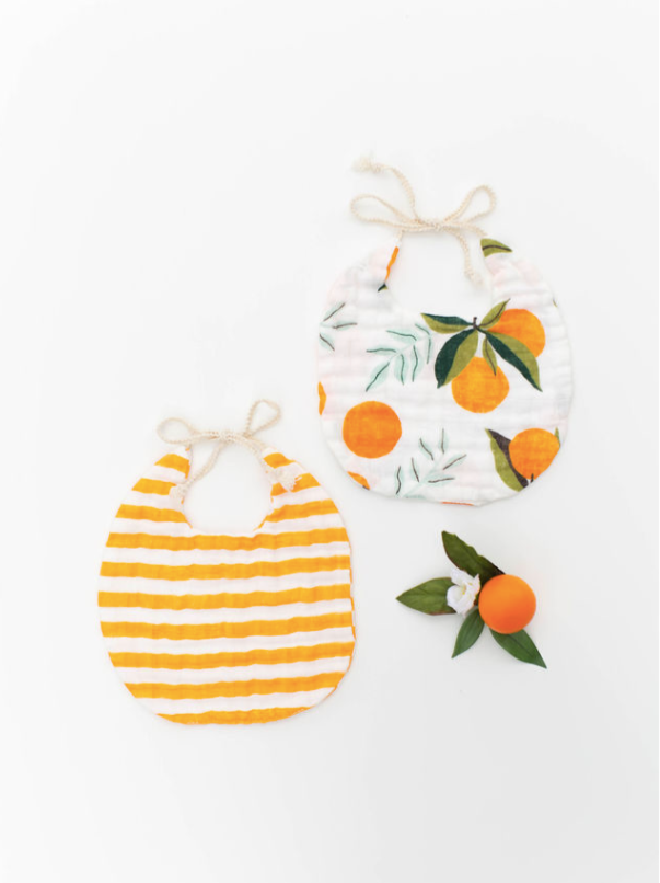 Clementine and Citrus Stripe Bib Pack Baby Essentials Clementine Kids   