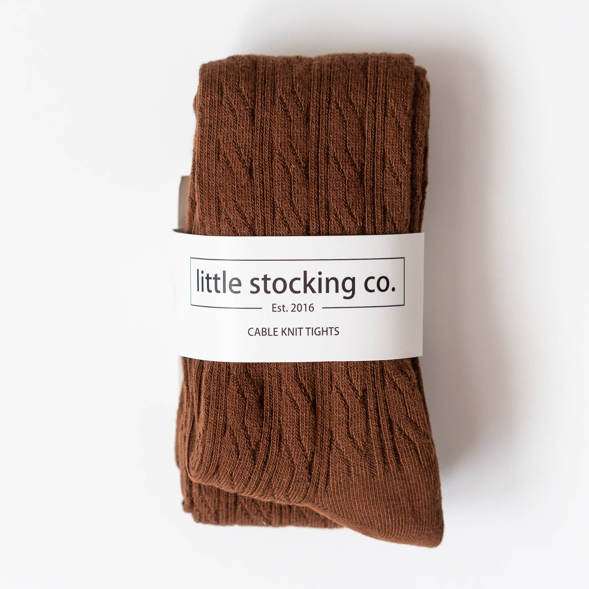 Chocolate Cable Knit Tights Tights Little Stocking Co 0/6M Chocolate 