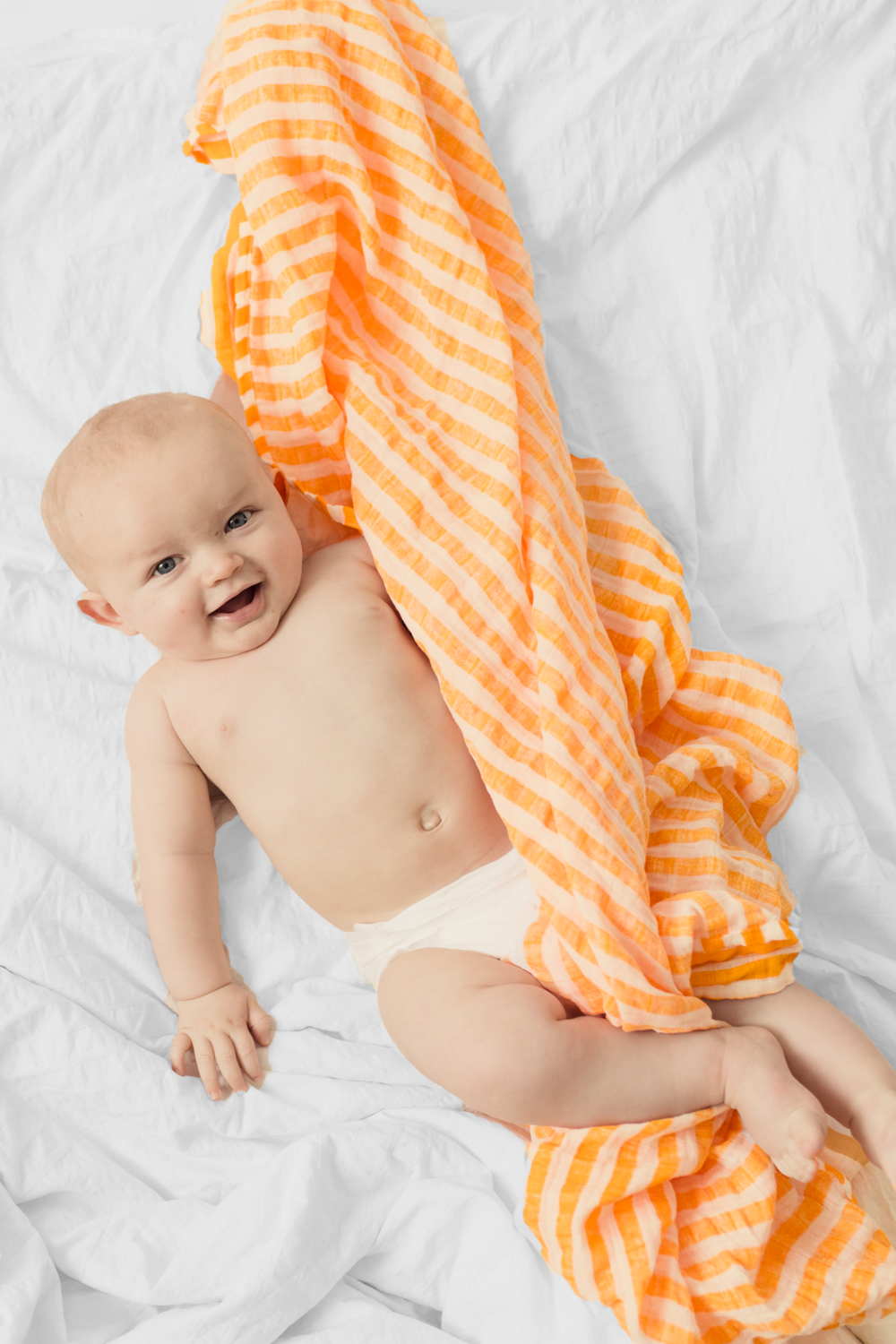 Citrus Stripe Baby Swaddle Baby Essentials Clementine Kids   