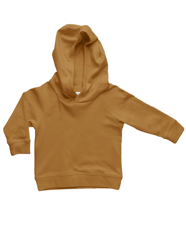 Colored Organic  Madison Hooded Organic Cotton Pullover Amber Traveling Fall Winter Playtime Outdoors Indoors Toddler Infant Kids