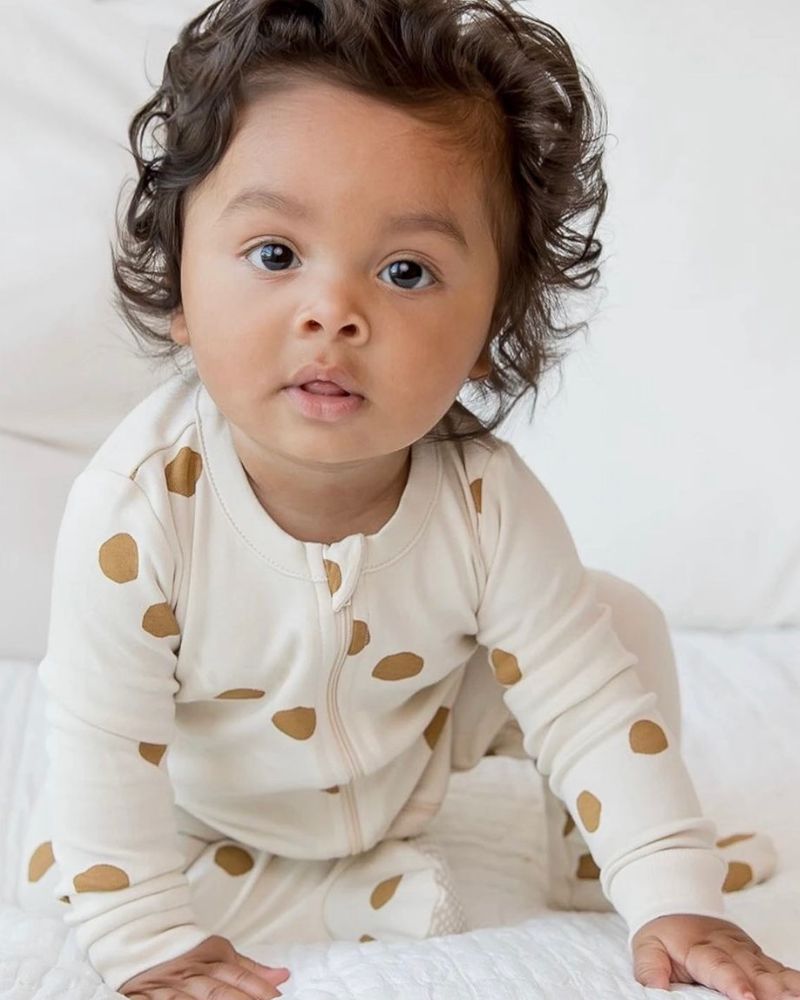 Peyton Organic Cotton Baby Zipper Sleeper - Pom Amber Baby Clothing Colored Organics   
