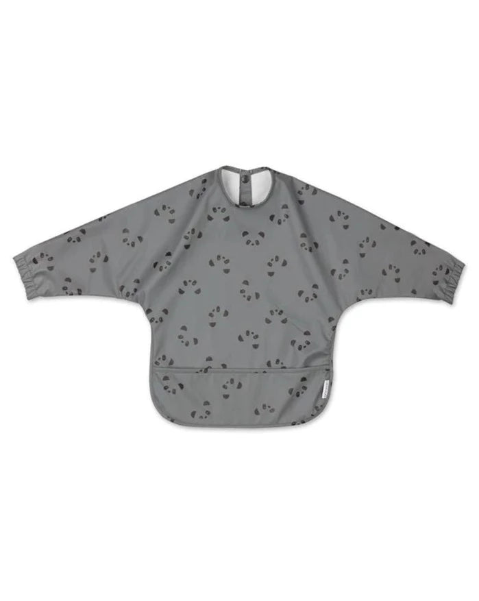 Waterproof Baby Bib - Panda Stone Grey Bibs Little Wonder & Co.   