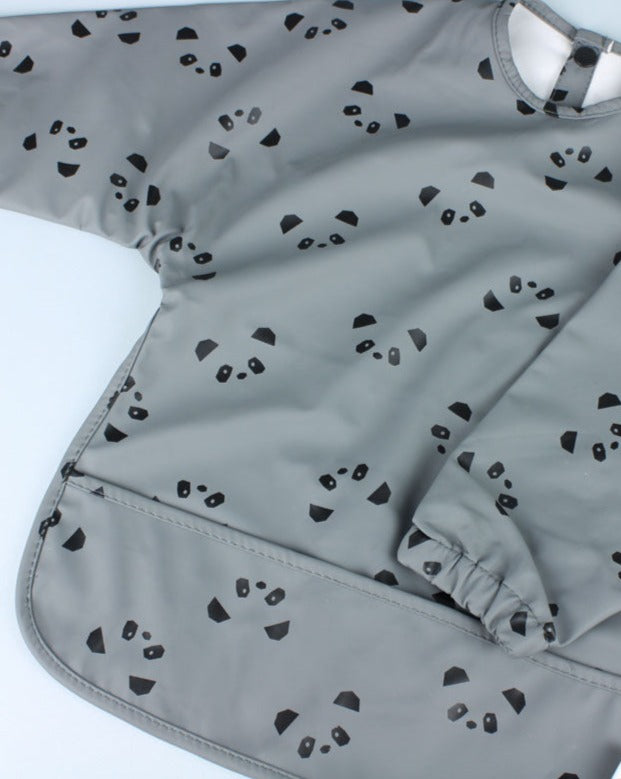 Waterproof Baby Bib - Panda Stone Grey Bibs Little Wonder & Co.   