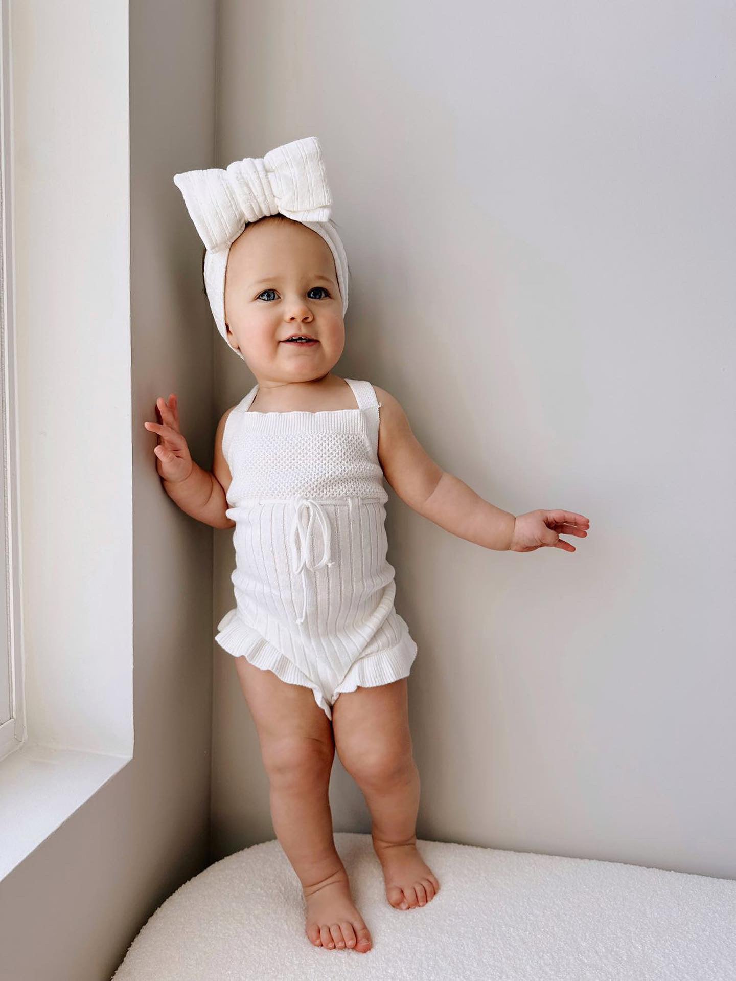 Luna + Luca Sleeveless Ruffle Romper - White