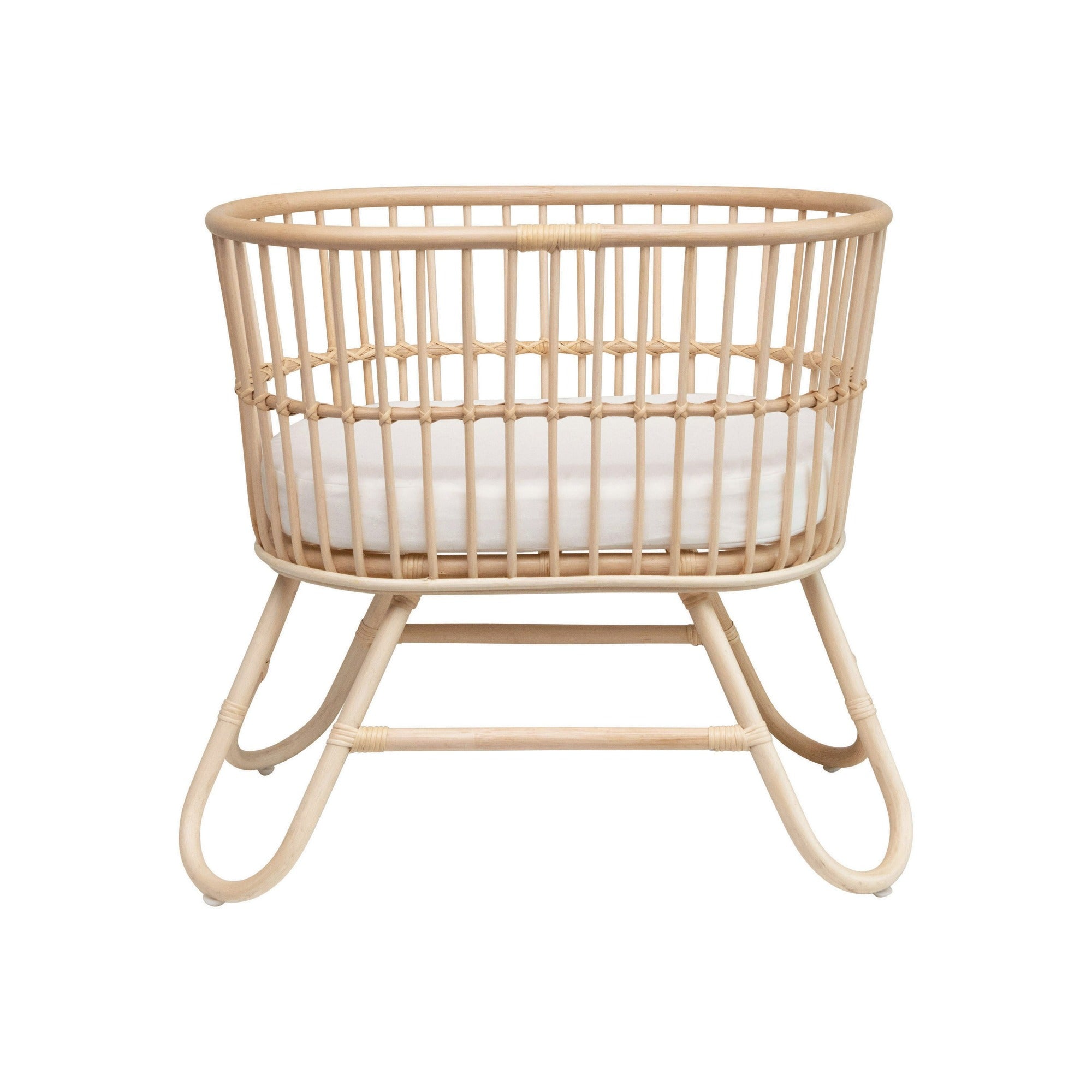 Hand-Woven Rattan Doll Bassinet with Cushion Doll Accessories Creativeco-op   