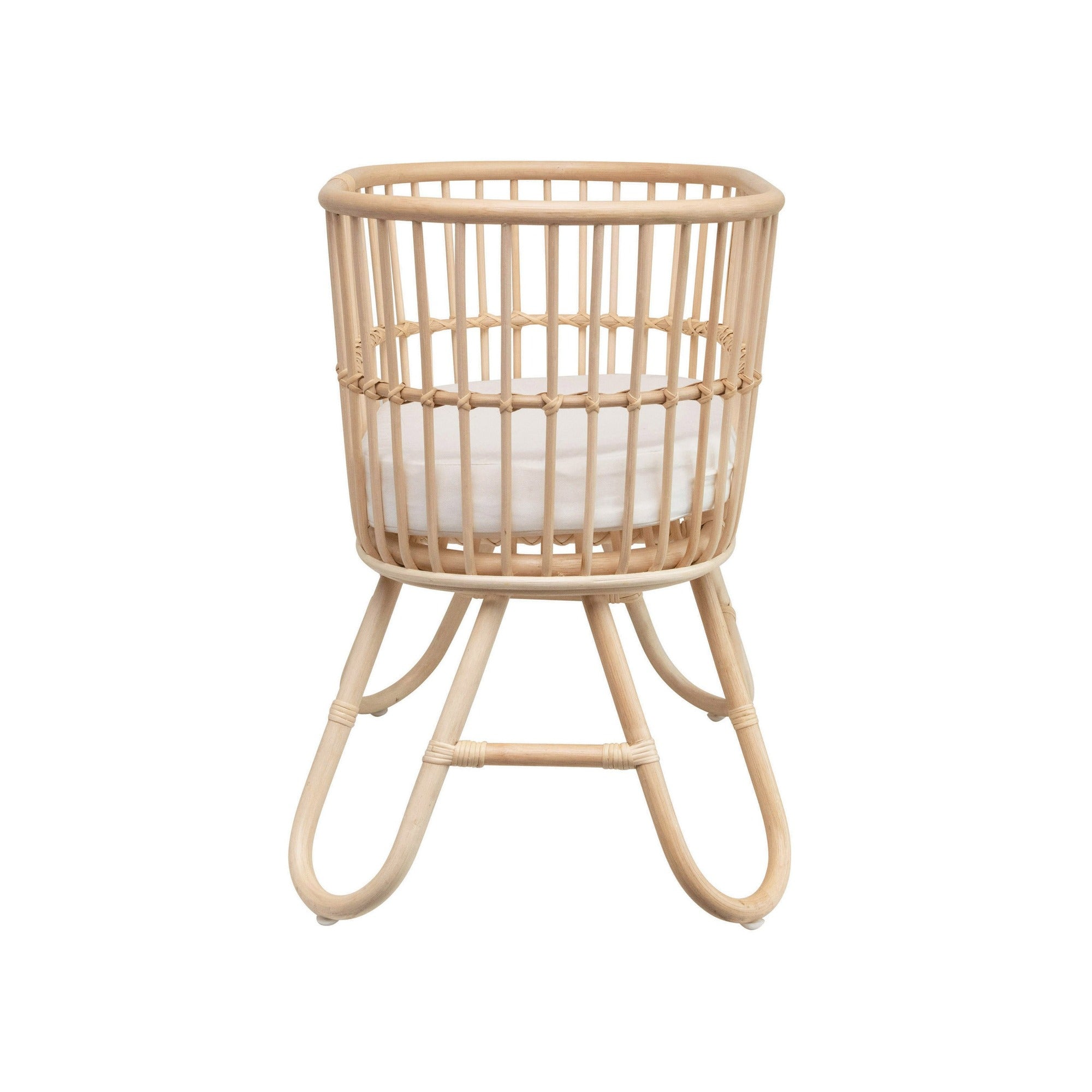 Hand-Woven Rattan Doll Bassinet with Cushion Doll Accessories Creativeco-op   