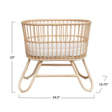 Hand-Woven Rattan Doll Bassinet with Cushion