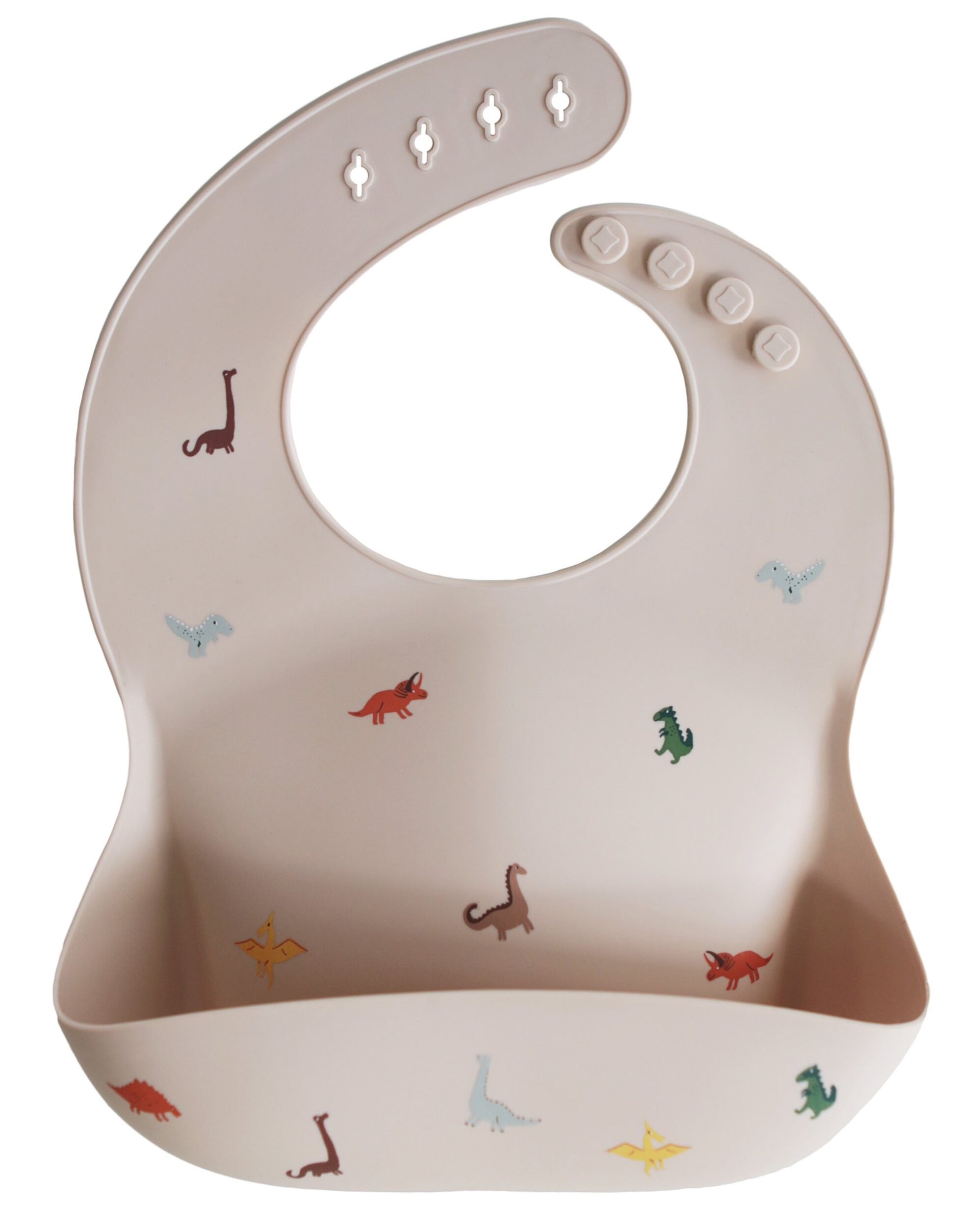 Silicone Baby Bib - Dinosaurs feeding Mushie Dinosaurs  