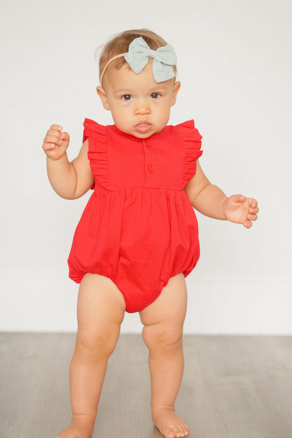 Betsy Romper in Scarlet romper Ollie Jay   