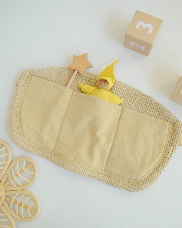 Little Wonder Co Organic Knitted Utility Tool Belt Treasures Tools Fixer Upper Adventurer On the Go Fixing Terracotta Cream Yarn Knitted Cotton