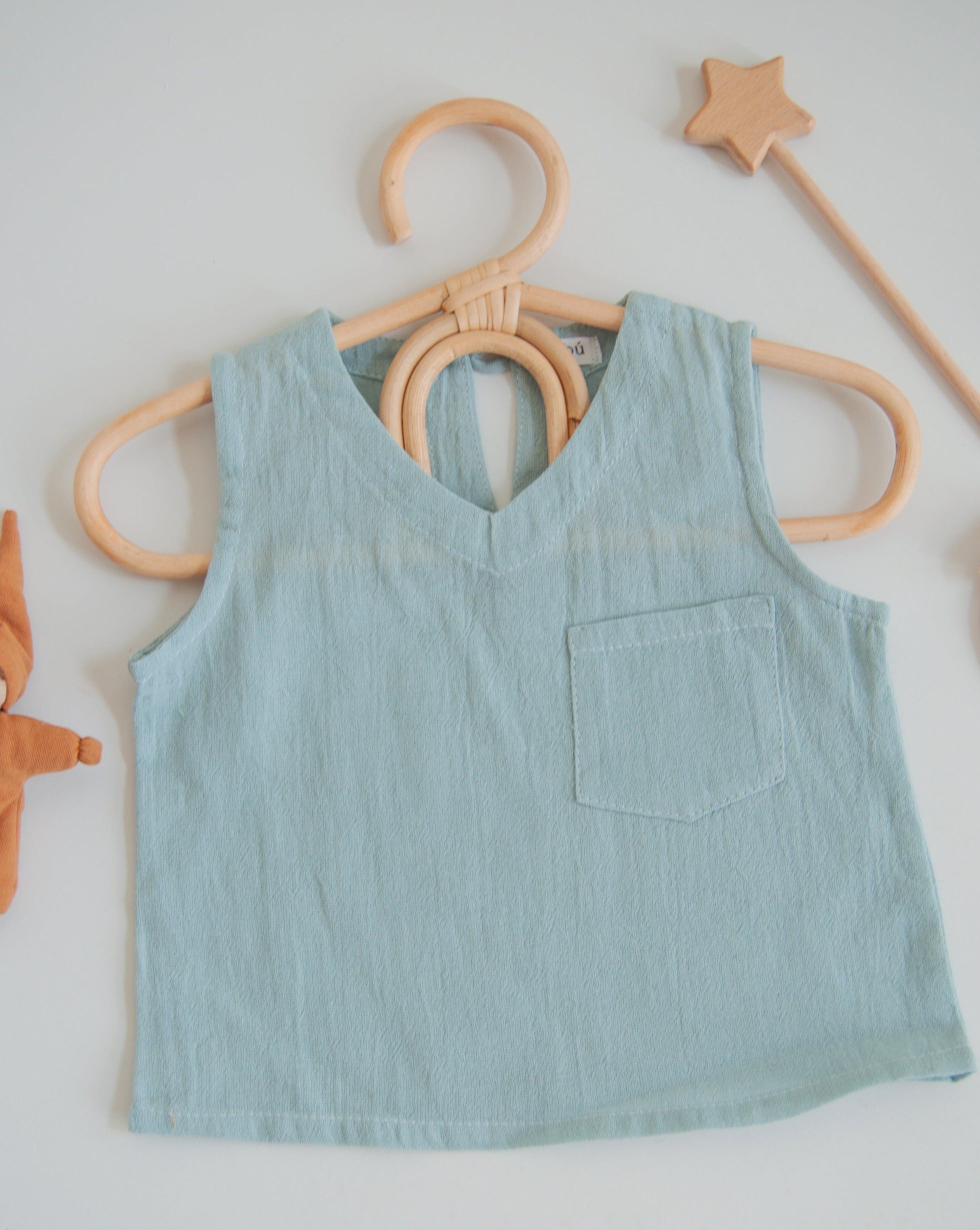 Organic Cotton Tank Top Baby Clothing Little Wonder & Co. 0-3 M Blue 