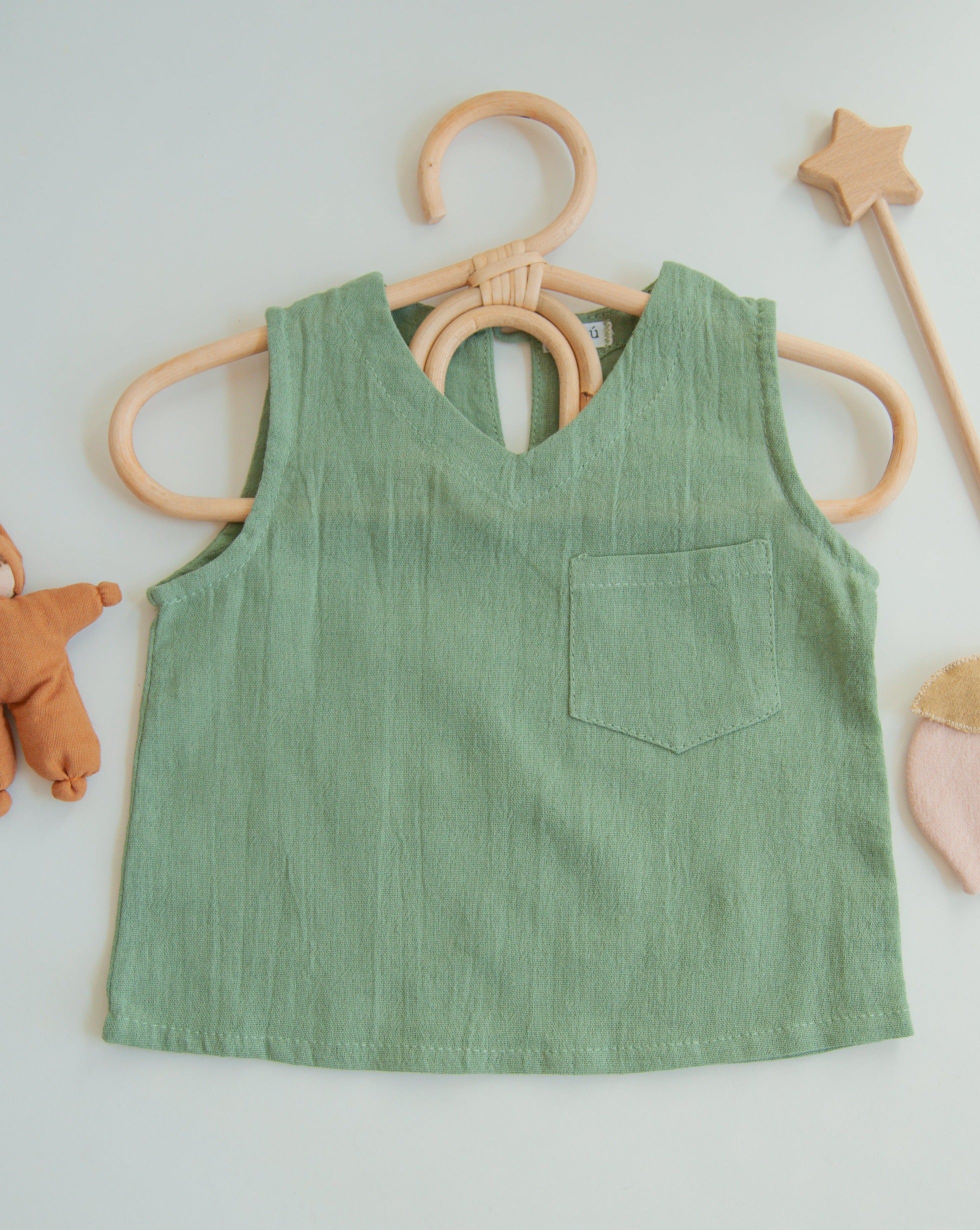 Organic Cotton Tank Top Baby Clothing Little Wonder & Co. 0-3 M Green 