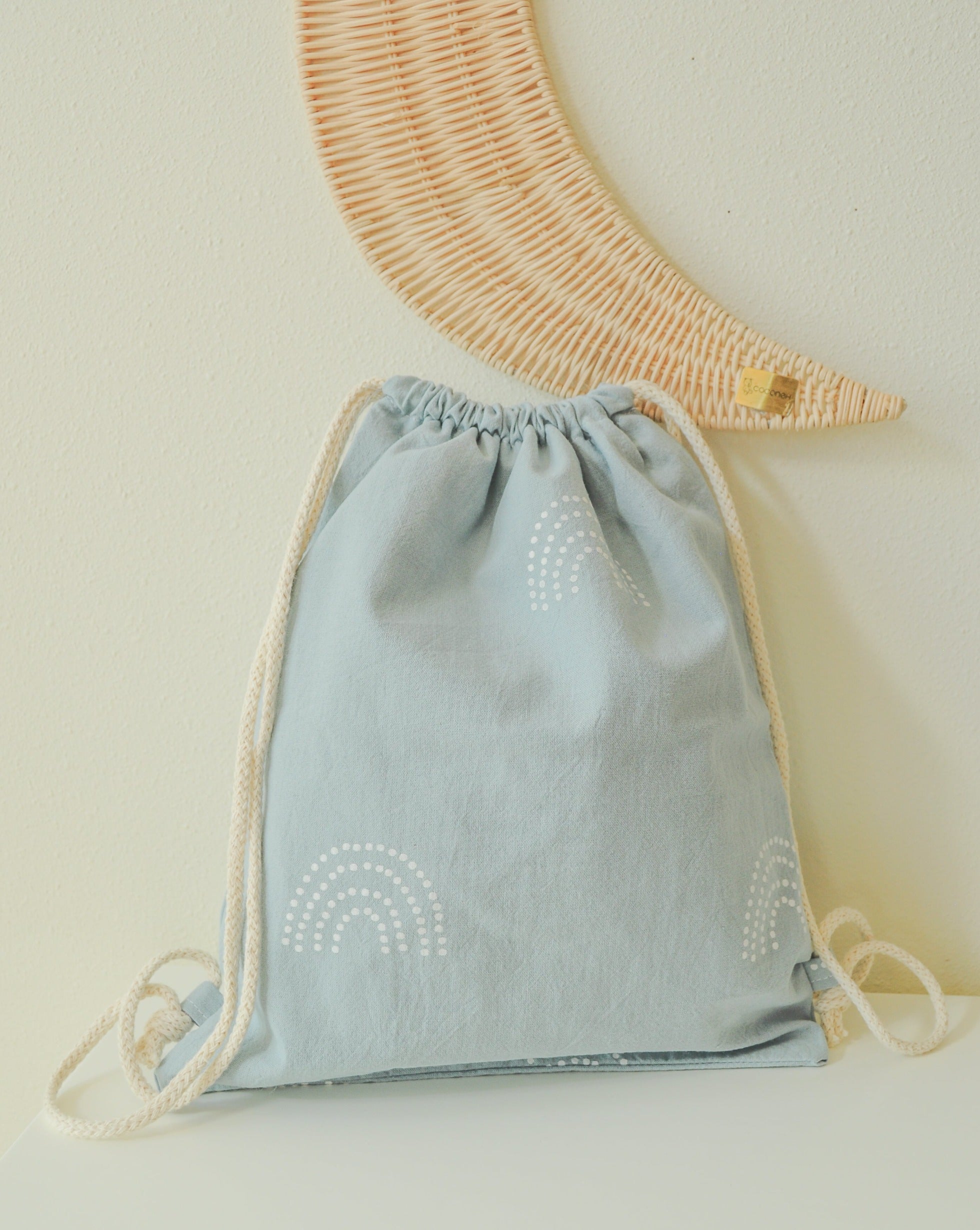 Organic Rainbow Drawstring Bag drawstring bag Little Wonder & Co. Large Sky Blue 