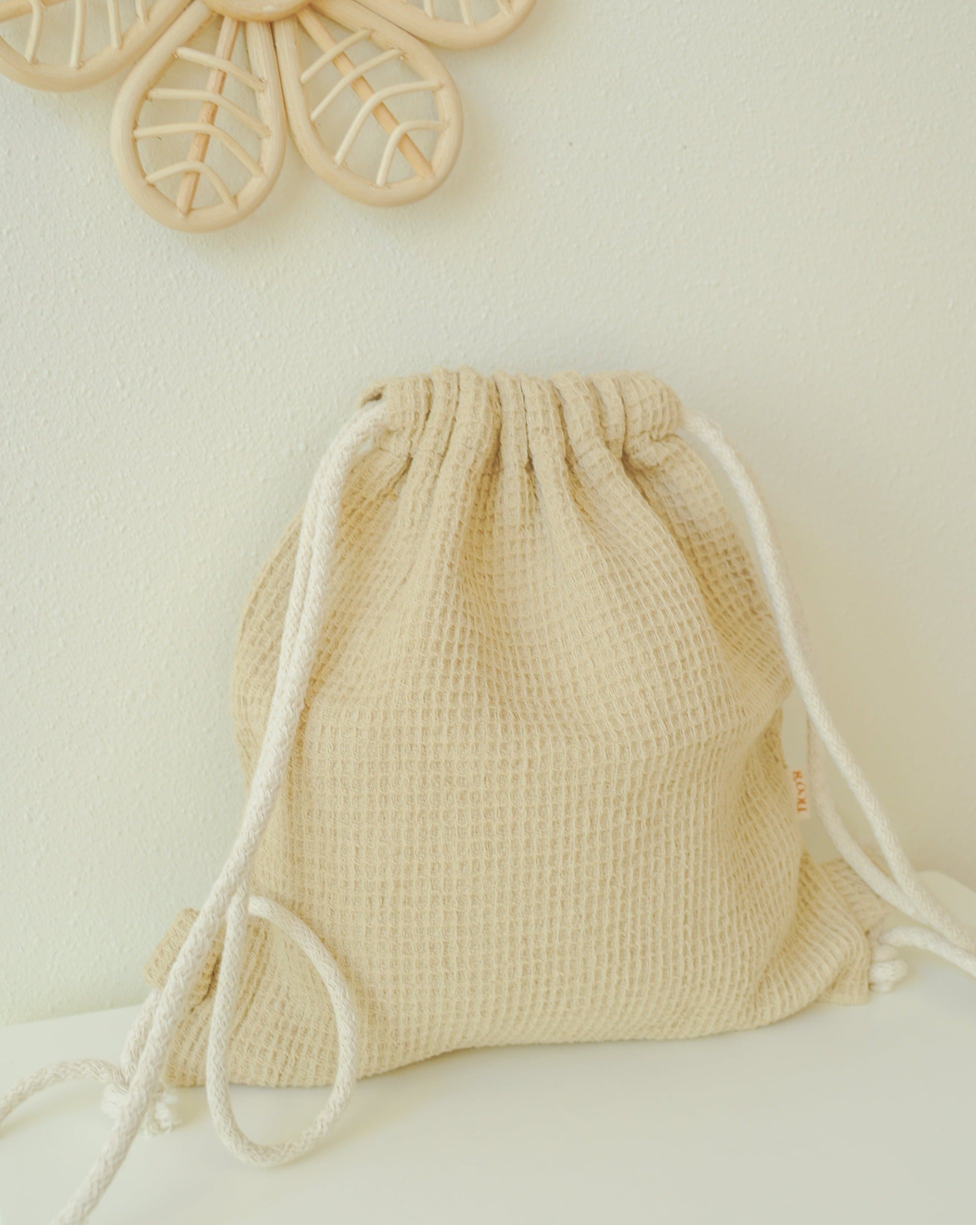 Organic Cotton Drawstring Bag drawstring bag Little Wonder & Co. Beige  