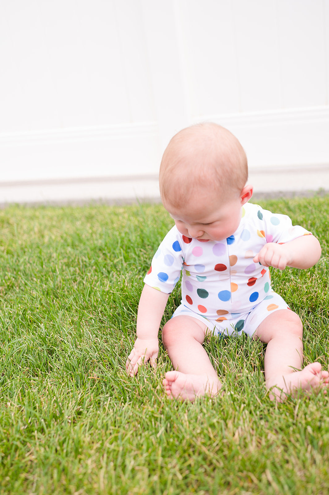 Baby Swim in Bold Dots, UPF 50 romper Ollie Jay   