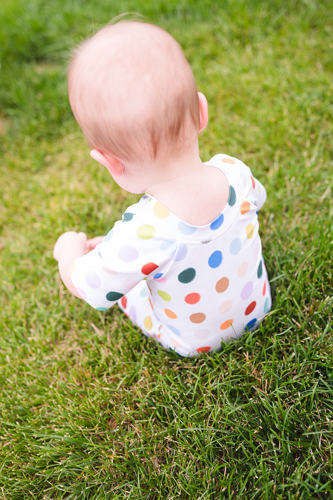 Baby Swim in Bold Dots, UPF 50 romper Ollie Jay   