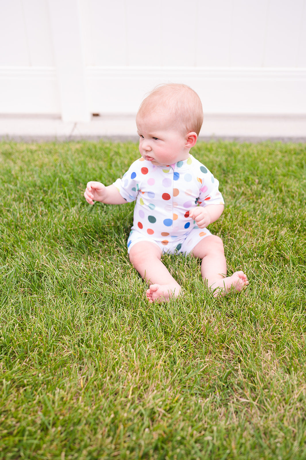 Baby Swim in Bold Dots, UPF 50 romper Ollie Jay   