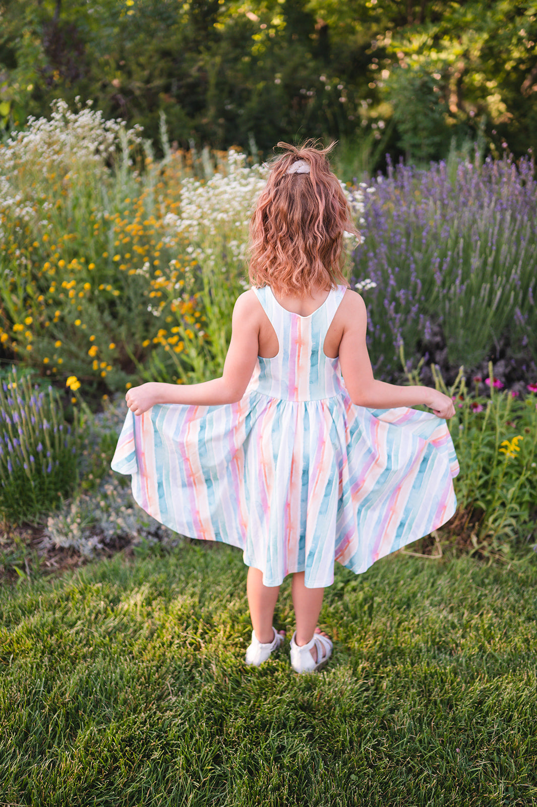 Charlotte Dress in Watercolor Stripe dress Ollie Jay   