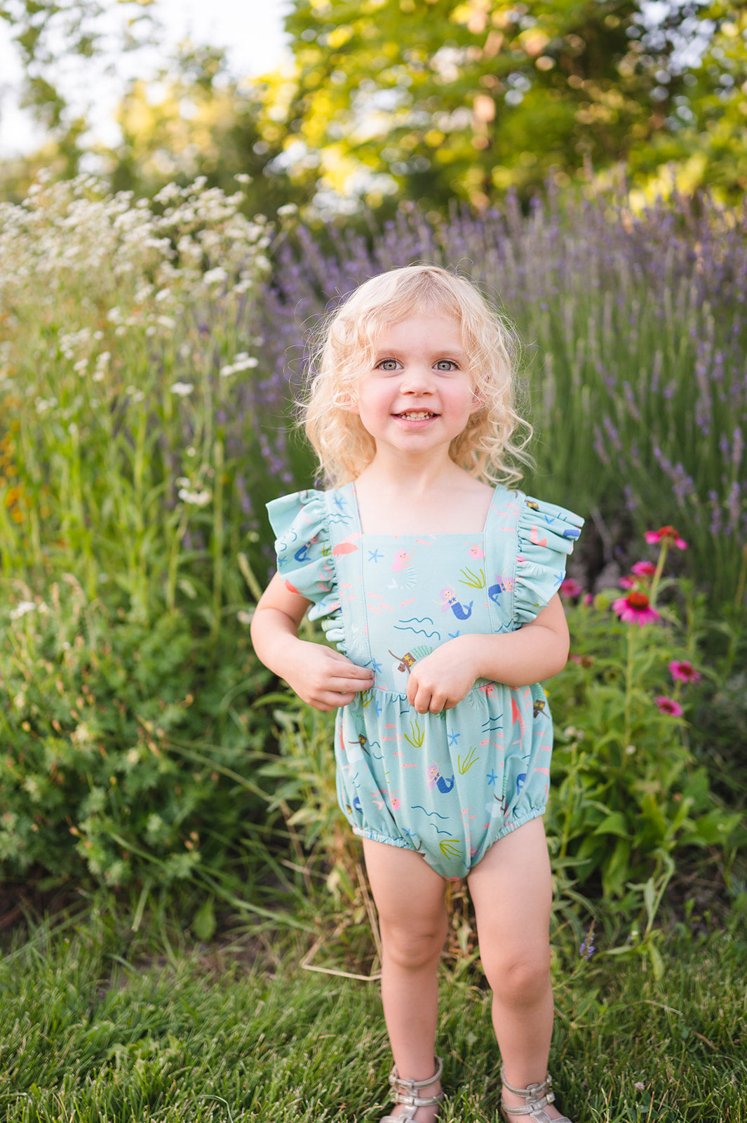 Emmy Romper in Mermaid romper Ollie Jay   