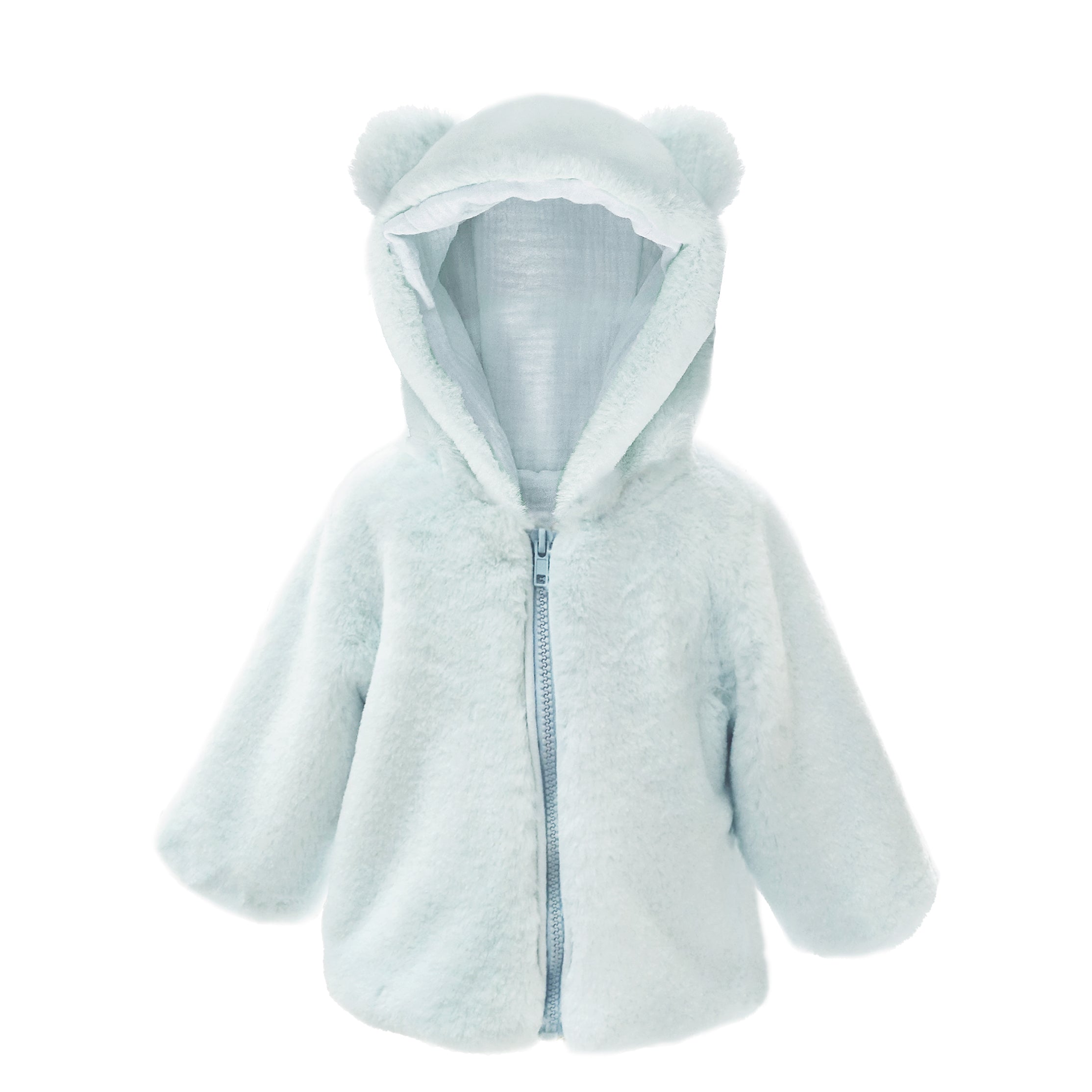 BLUE BEAR FAUX FUR HOODED BABY COAT 6-12M Clothes MON AMI   