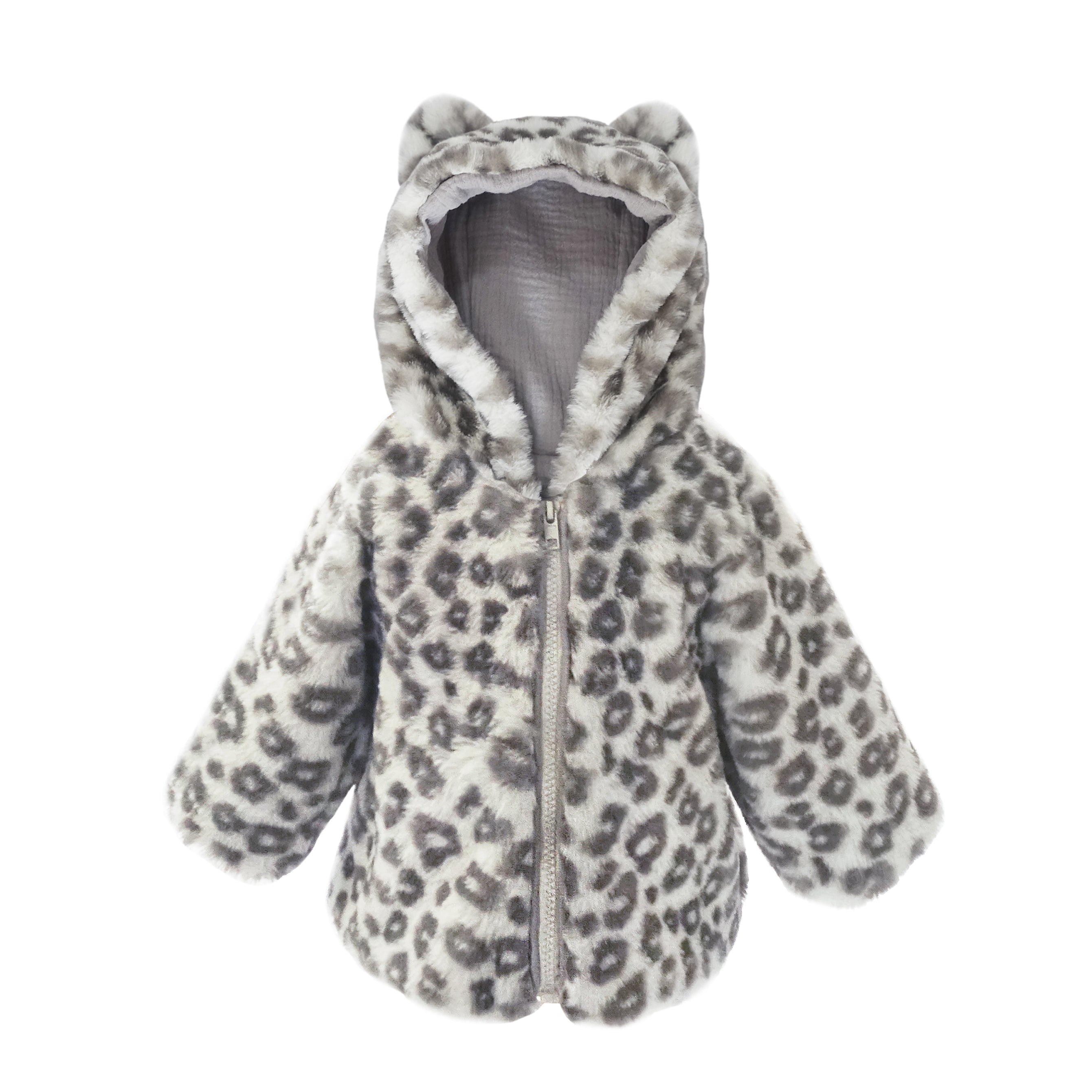 LEOPARD FAUX FUR HOODED BABY COAT 6-12M Clothes MON AMI   