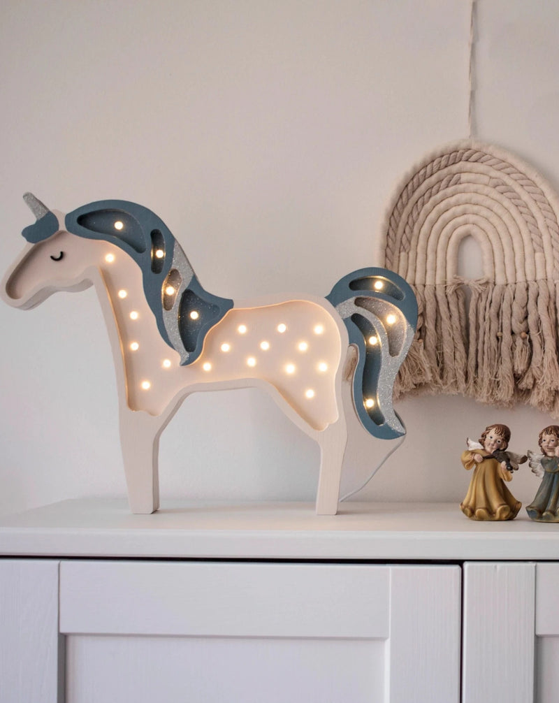 Little Lights - Unicorn Lamp - Denim Glitter