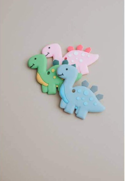 Dino Silicone Teether Baby Essentials Three Hearts   