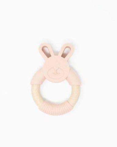 Bunny Ear Teether Baby Essentials Three Hearts Dusty Pink  