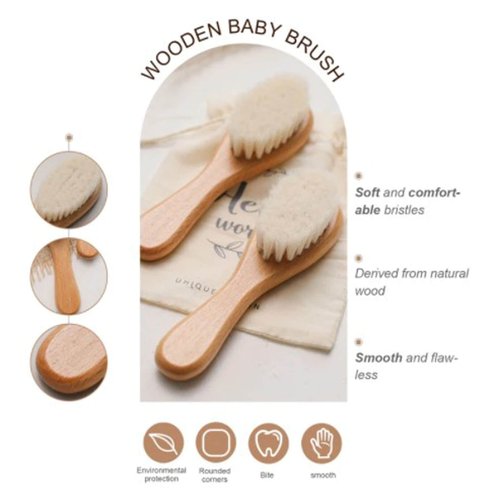 Newborn Wooden Hair Brush  embé®   