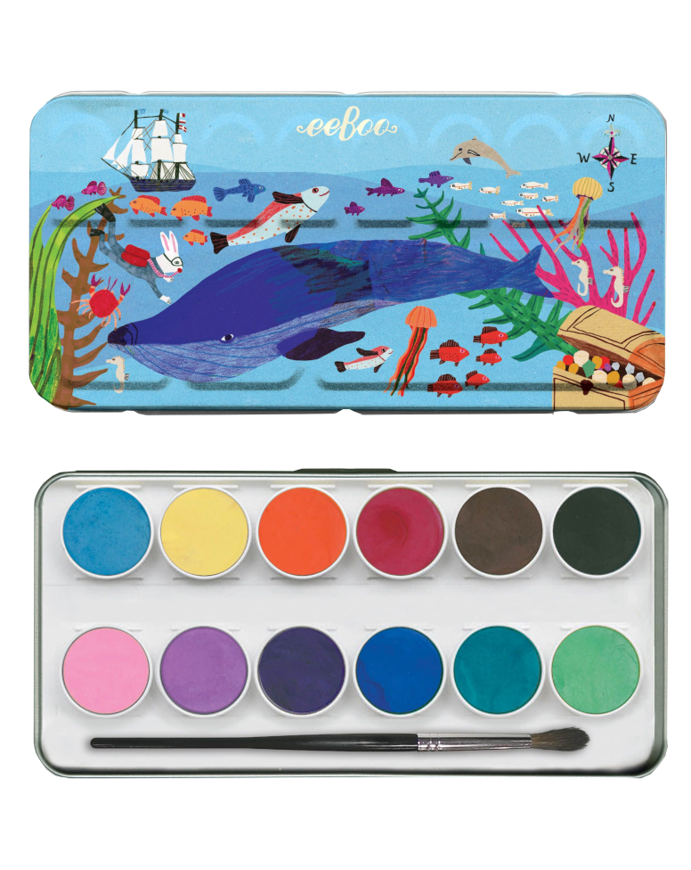 Eeboo In the Sea 12-pod Watercolor Set