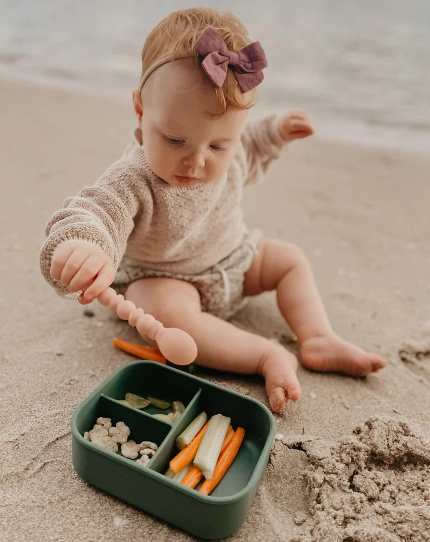 Silicone Bento Box Feeding The Dearest Grey Emerald  