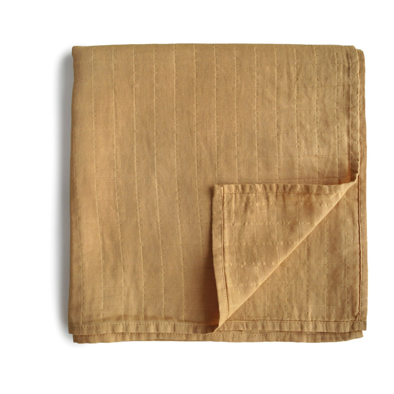 Muslin Swaddle Blanket Organic Cotton - Fall Yellow Mushie