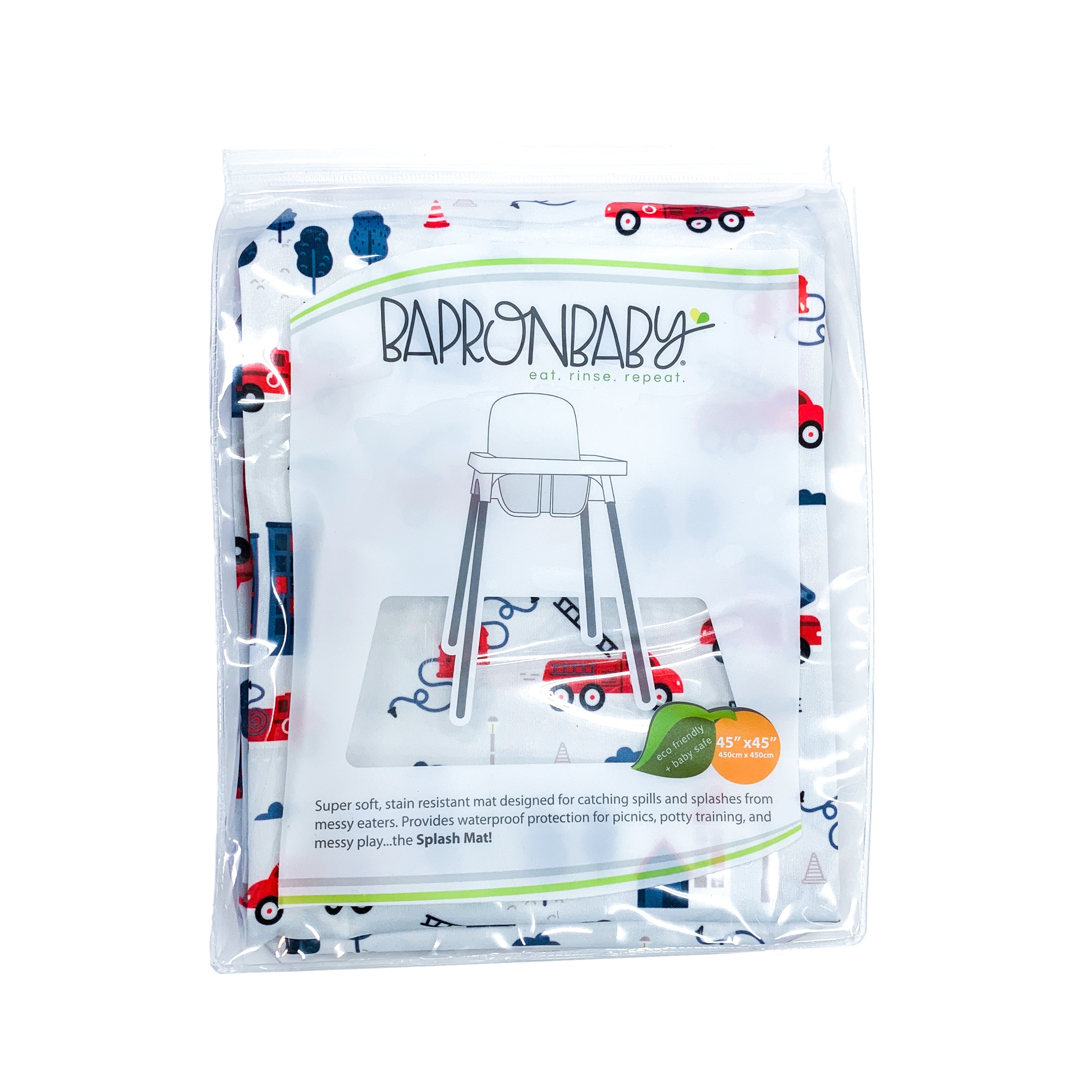 Be Brave - Firefighter Splash Mat - A Waterproof Catch-All for Highchair Spills and More!  BapronBaby   