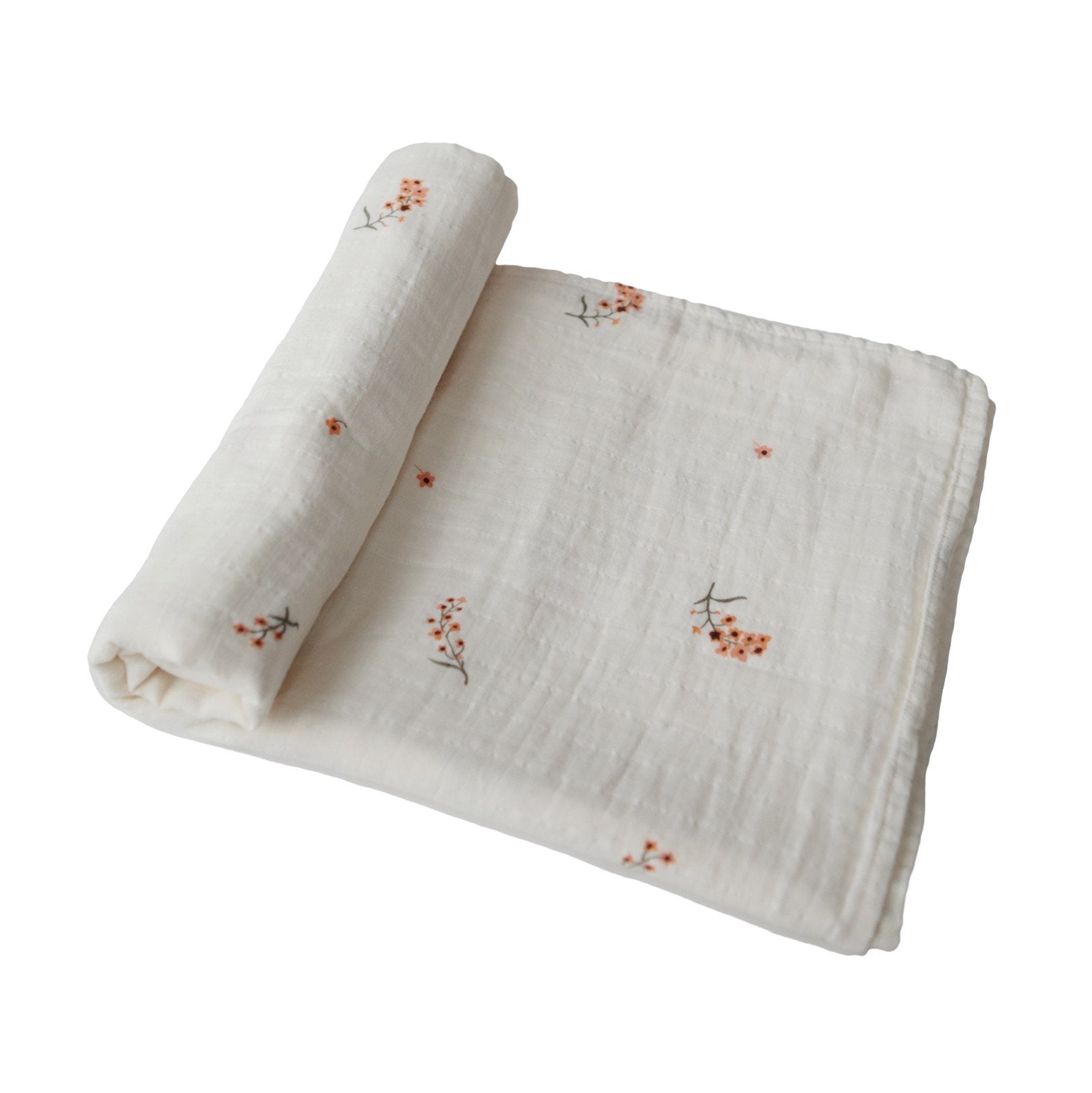 Muslin Swaddle Blanket Organic Cotton - Flowers Baby Essentials Mushie   