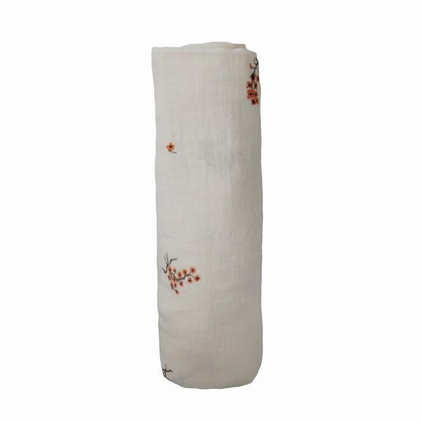 Muslin Swaddle Blanket Organic Cotton - Flowers Baby Essentials Mushie   