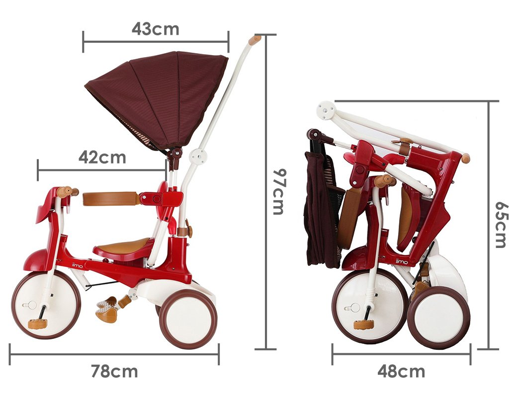 Foldable Tricycle With Canopy 3-In-1 Bikes iimo USA store   