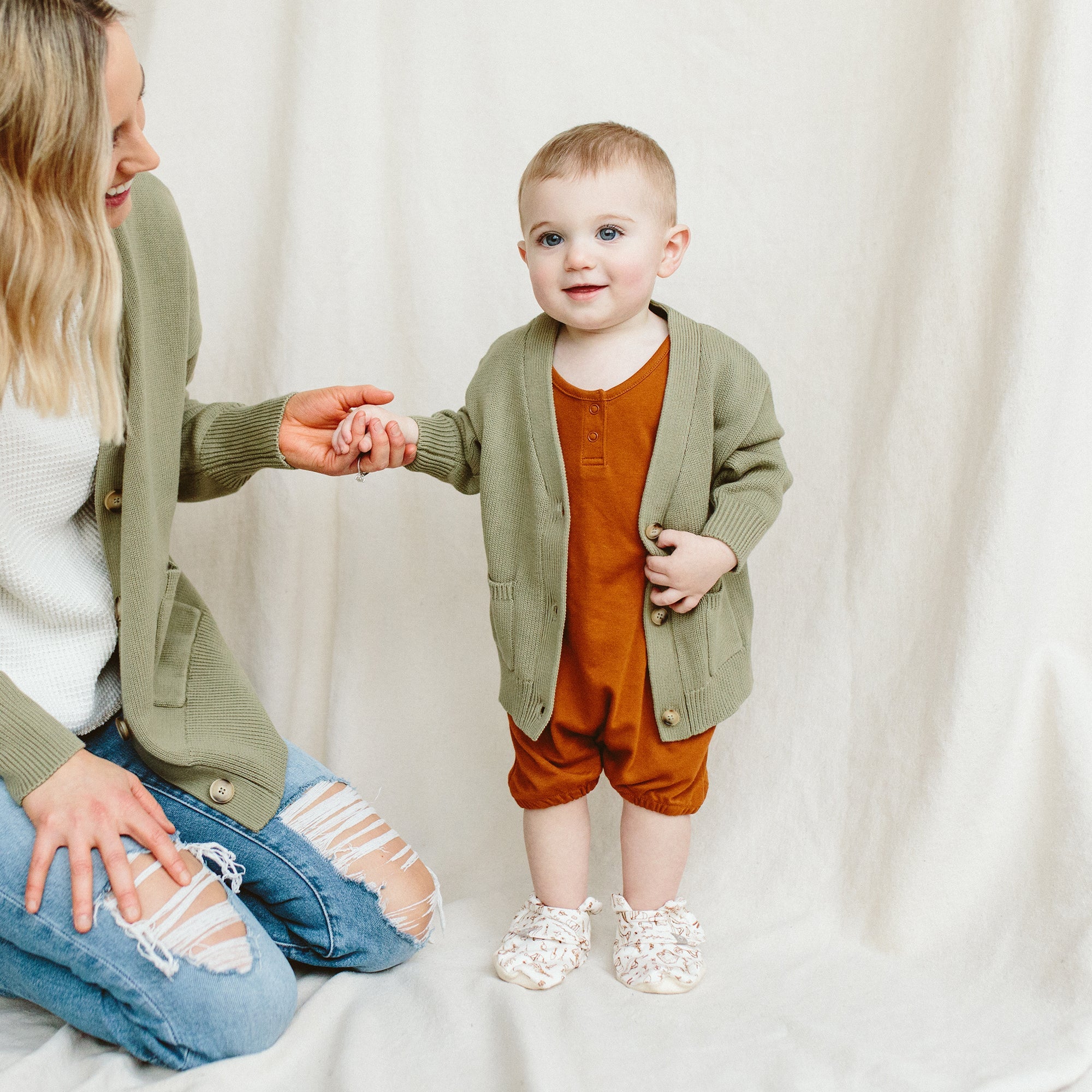 KNIT BUTTON-UP SWEATER | ARTICHOKE sweaters goumikids   