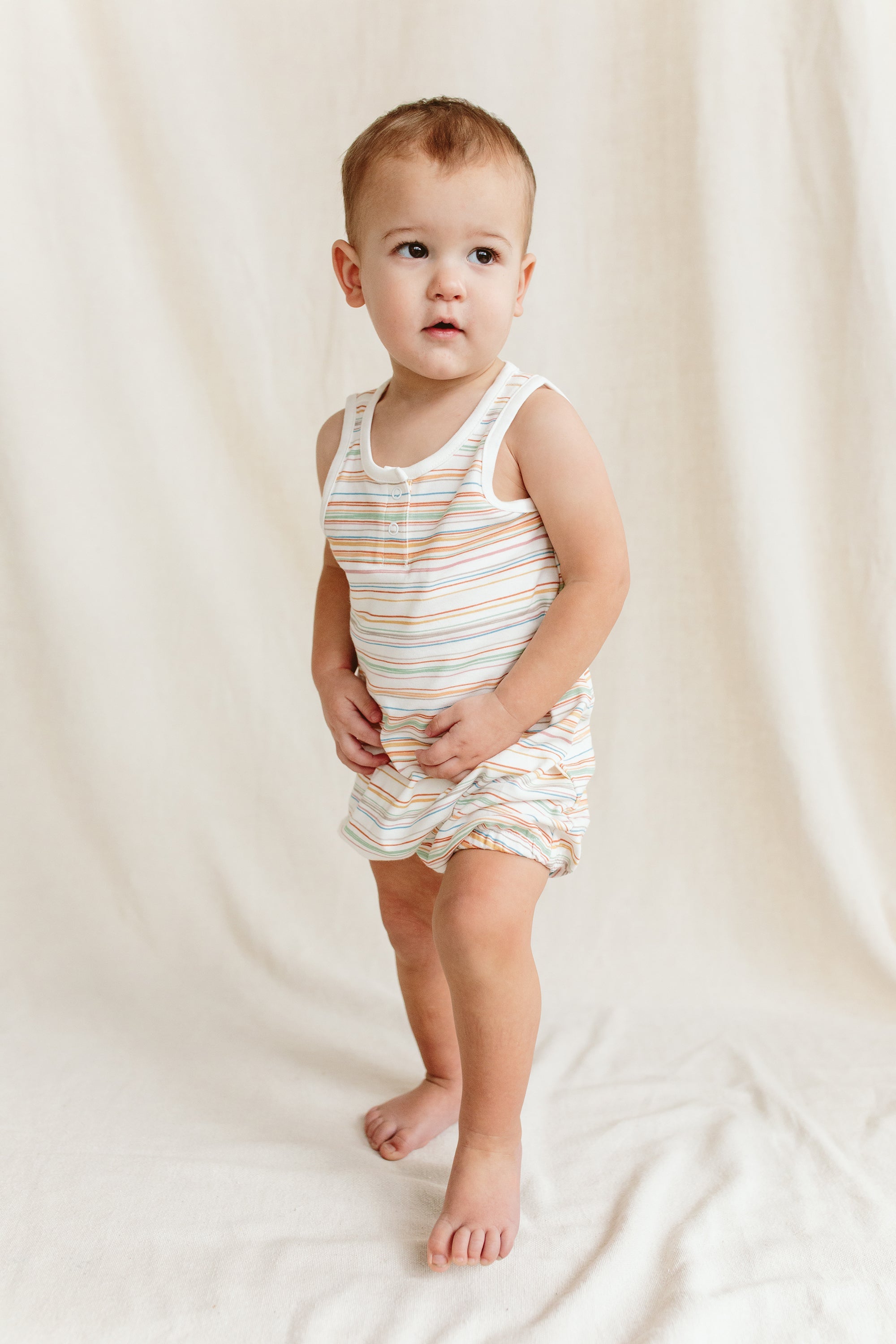 ROMPER | BOARDWALK STRIPE rompers goumikids   