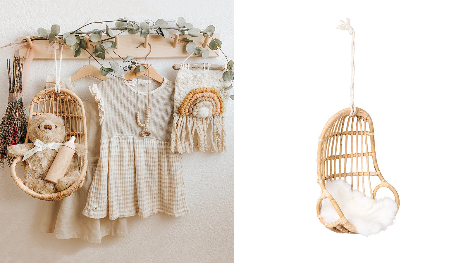 Rattan Hanging Egg Toy Doll Chair  Poppie Toys   