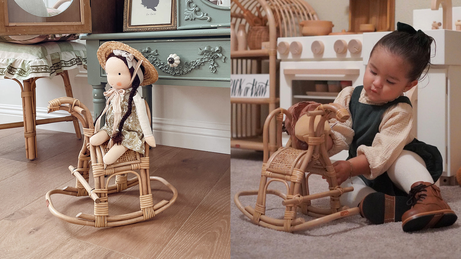 Poppie rocker, Rattan Rocking Horse  Poppie Toys   