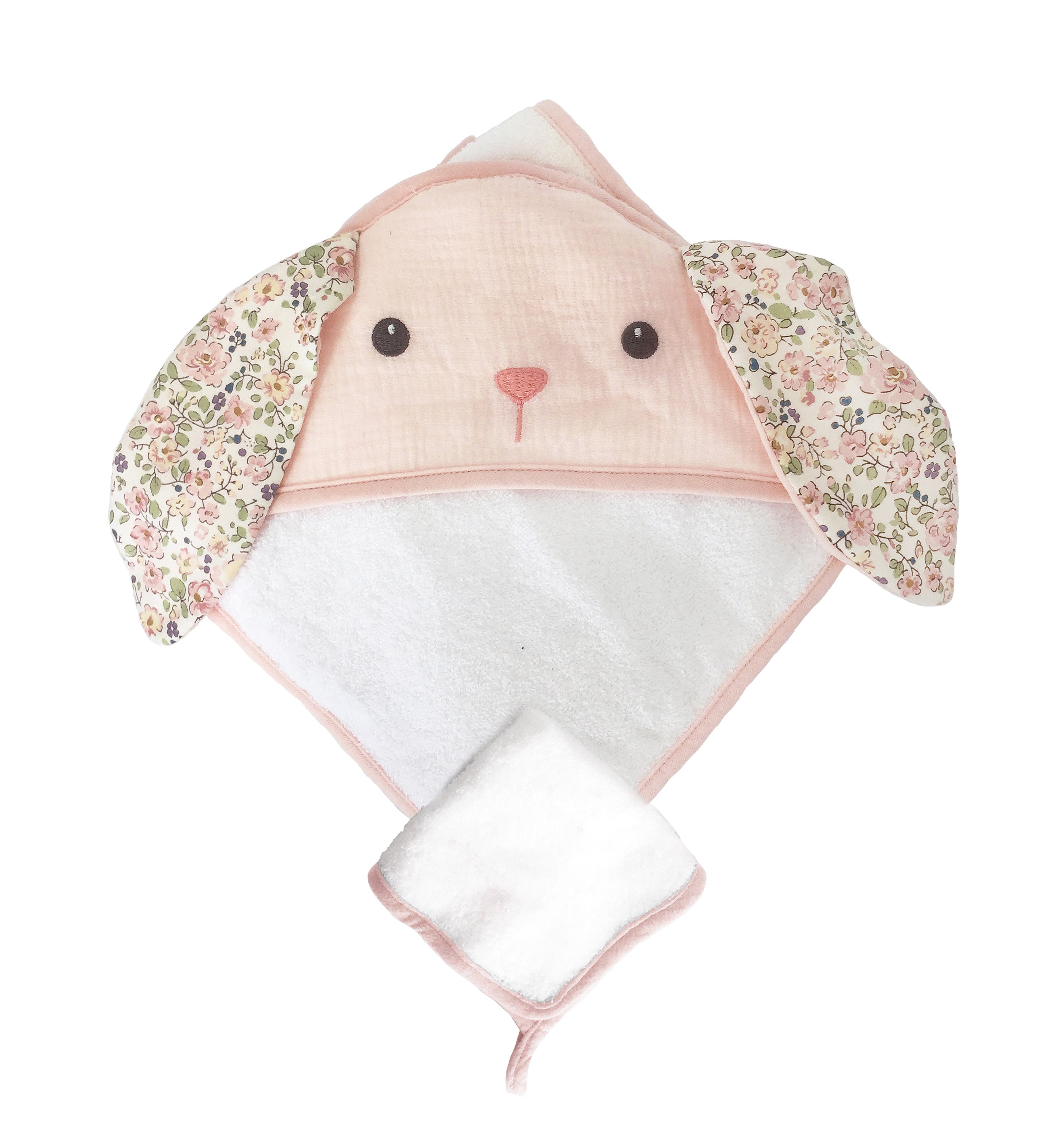 PETIT PARISIAN BUNNY TERRY MUSLIN TOWEL AND WASHCLOTH SET Bathrobe MON AMI   