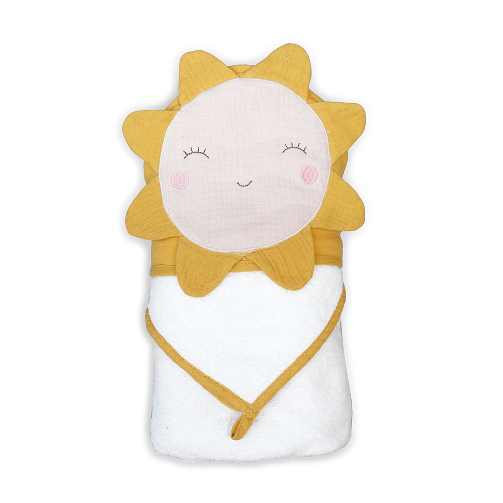 PETIT SUN TOWEL AND WASHCLOTH SET Hooded Bath Wraps MON AMI   