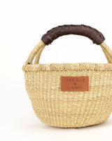 Heddle & Lamm Kandiga Mini Bolga Basket Dark Brown Leather Handle