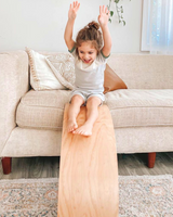 Bunny Hopkins Toddler Kids Starter Regular Wooden Wobble Board Playroom Bedroom Balance Surfing Climbing Slide Honey Maple Red Oak White Linen Unfinished Wood