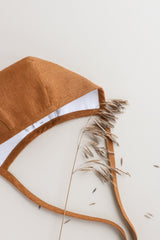 Rust Linen Bonnet Cotton-Lined