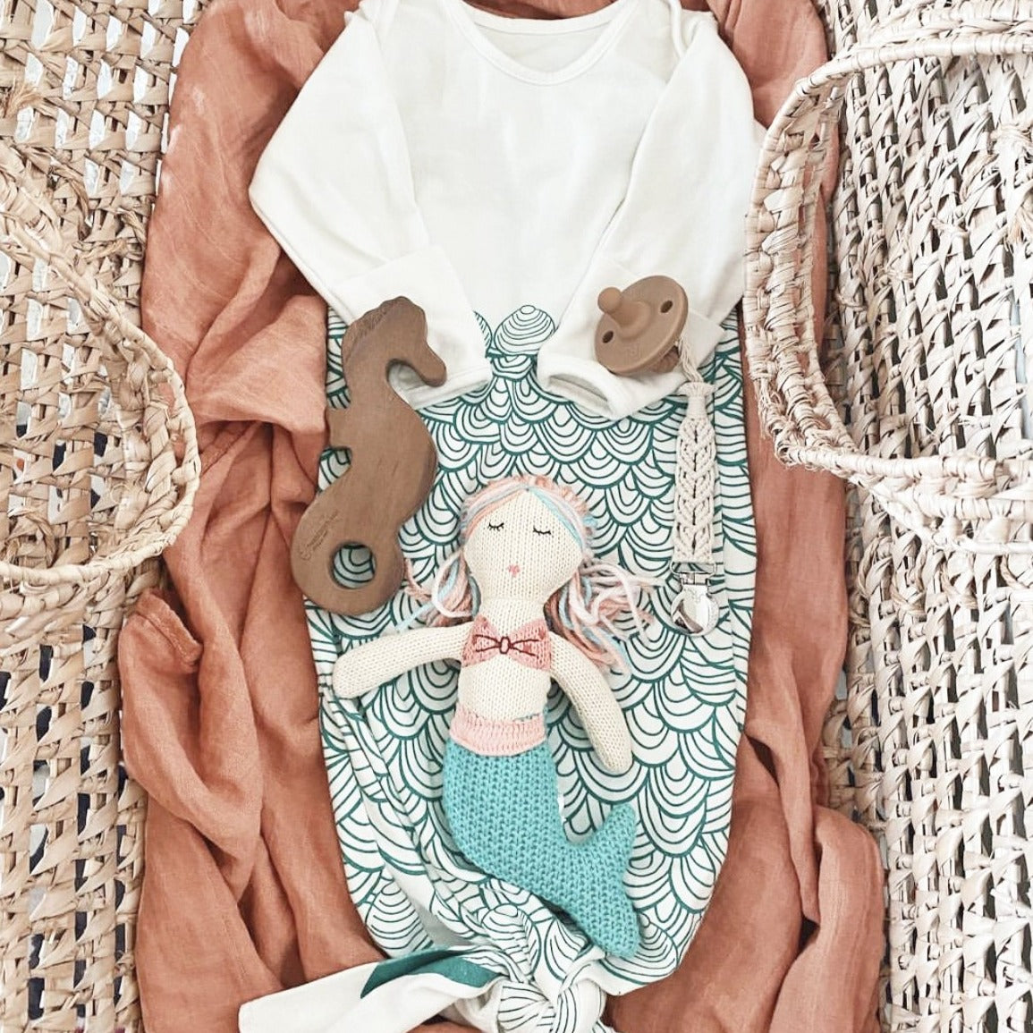 'Mia' Mermaid Cotton Baby Rattle Rattles MON AMI   